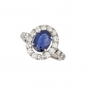 18k White Gold Sapphire and Diamond Dress Ring